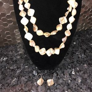 Natural Stone or Shell Necklace and Earrings Set